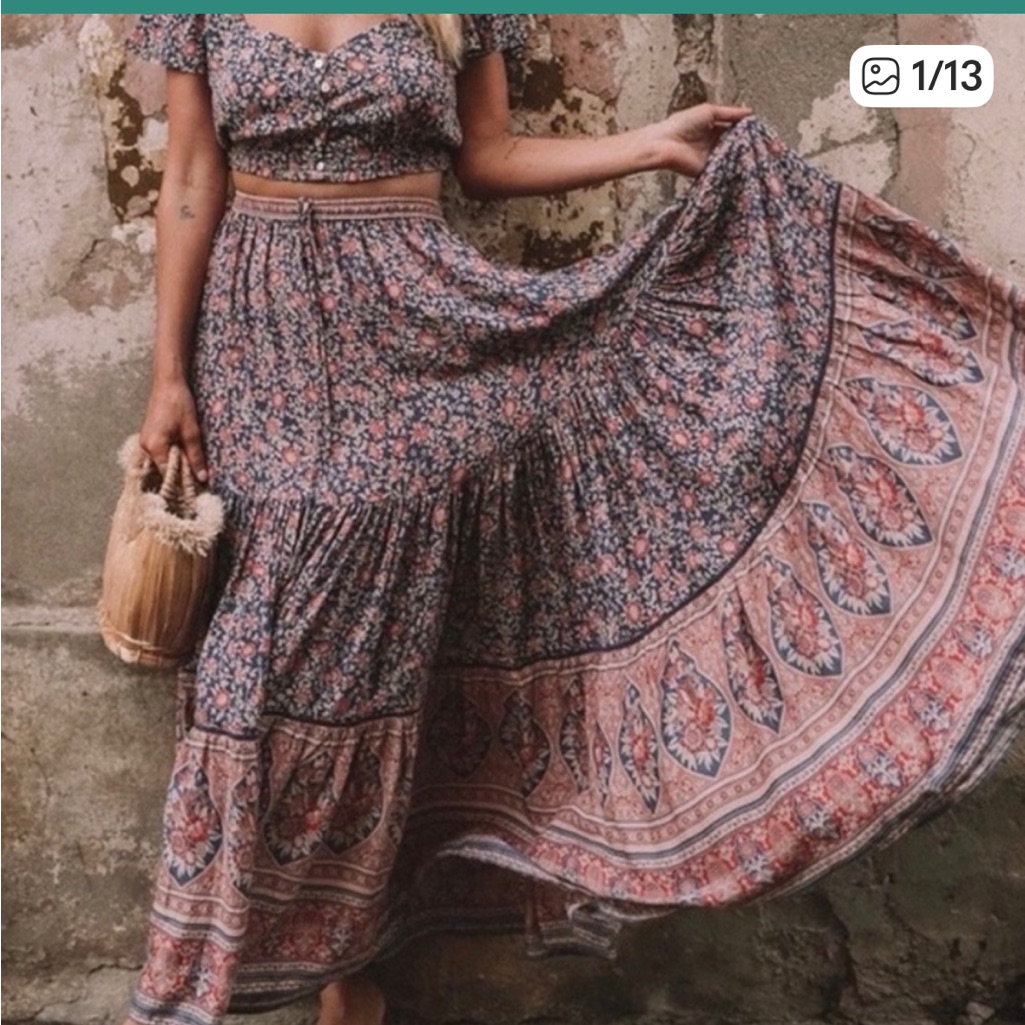 Spell Jasmine Navy Skirt Sz L
